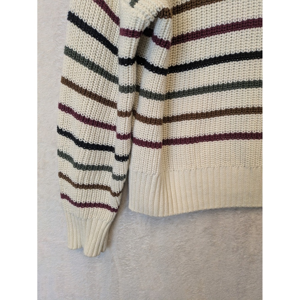 GAP Womens Small Cream Striped 100% Cotton Knit Crewneck‎ Sweater - Picture 2 of 10